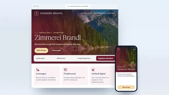 Beispielentwurf einer Website für eine Zimmerei auf Schwäbisch