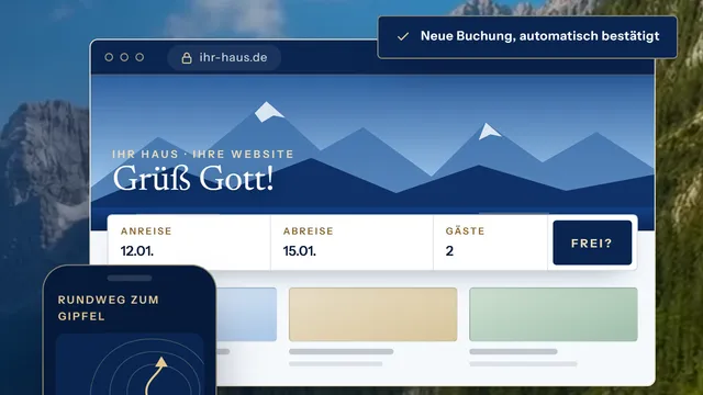Hotelwebsite, Telefon mit Wegeführung zur Talstation und Buchungsmeldung
